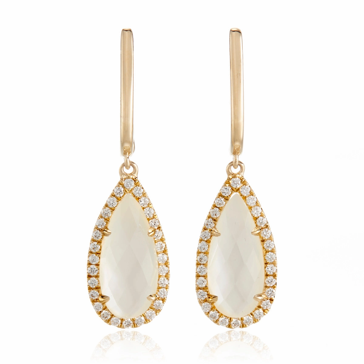White Orchid Mother-of-Pearl & Diamond Drop Earrings