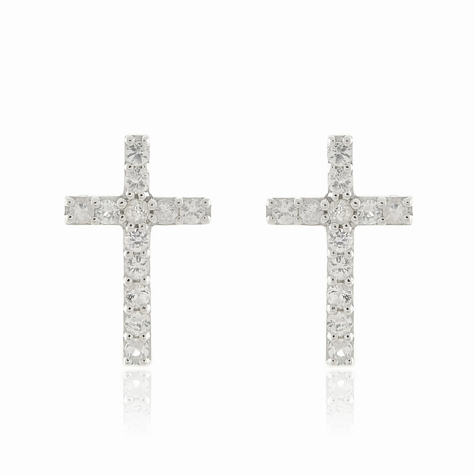 White Sapphire Cross Earrings