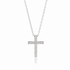 White Sapphire Cross Pendant Necklace