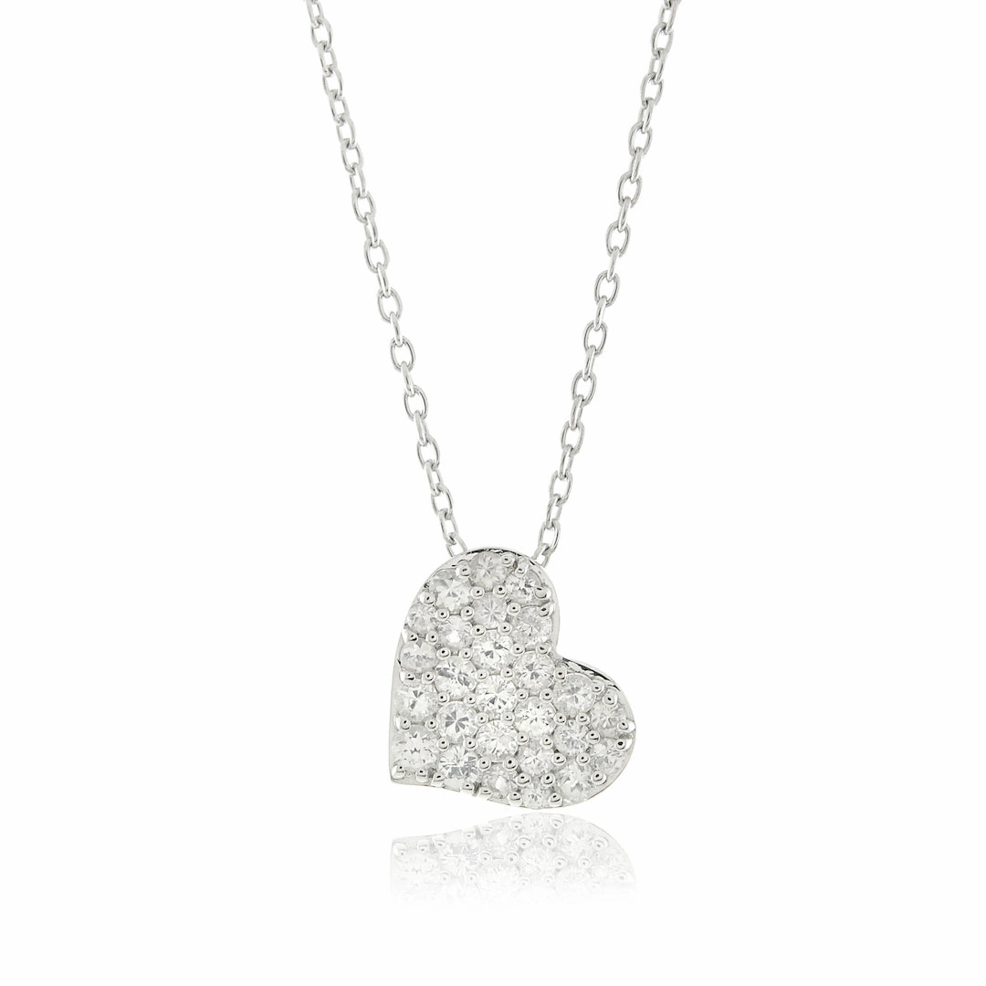 White Sapphire Heart Pendant Necklace