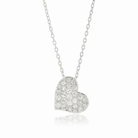 White Sapphire Heart Pendant Necklace