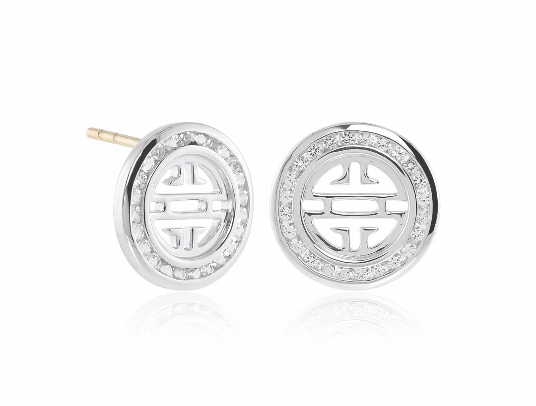 White Topaz & Silver Shou Earrings