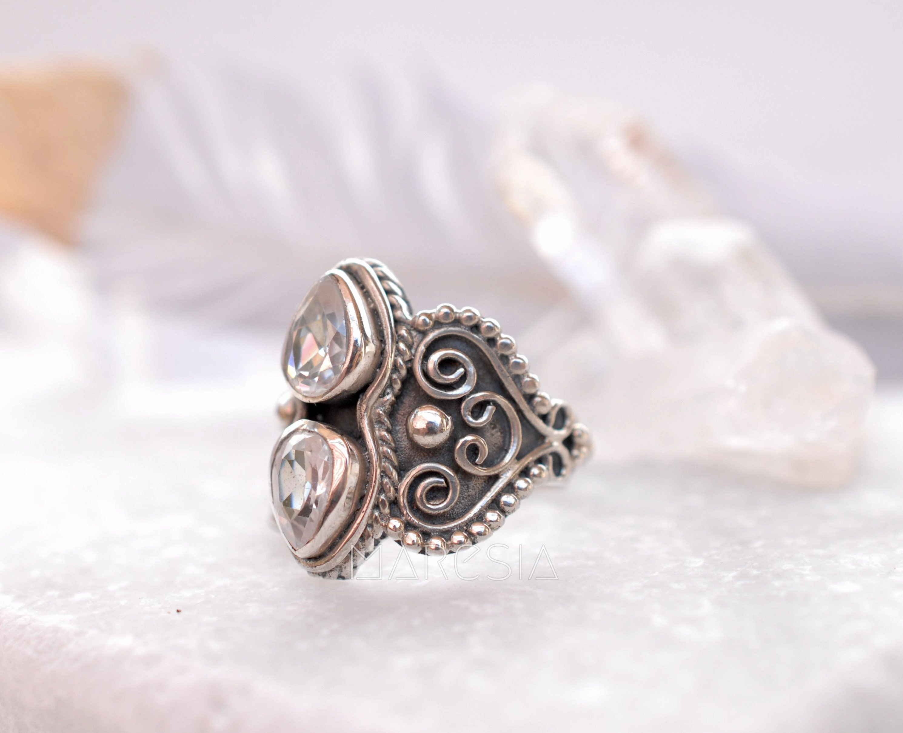 White Topaz Ring ~ Sterling Silver 925 ~MR091