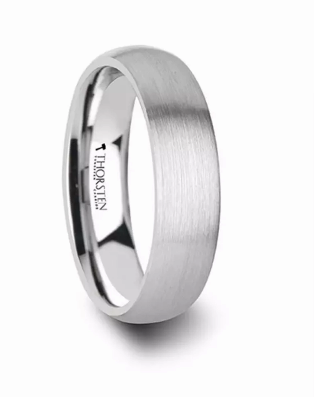White Tungsten Pythius 6mm Domed Brush Wedding Band