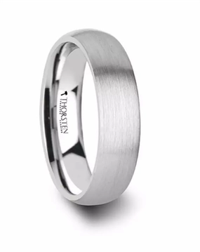 White Tungsten Pythius 6mm Domed Brush Wedding Band