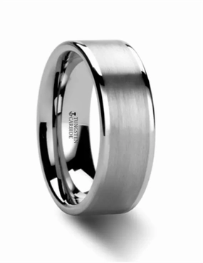 White Tungsten Wayne 8mm Brush Finish Center Wedding Band