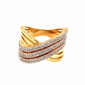 Wide Diamond Crossover Ring