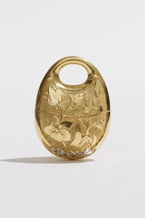 Wild Flower Pod Pendant, Yellow Gold