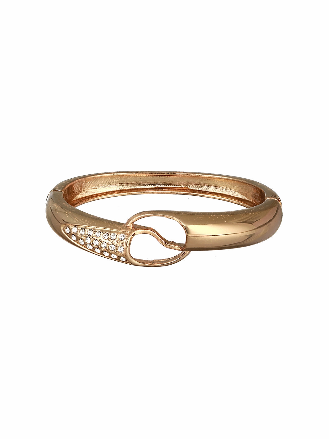 Women Gold-Toned & White Brass Cubic Zirconia Gold-Plated Bangle-Style Bracelet