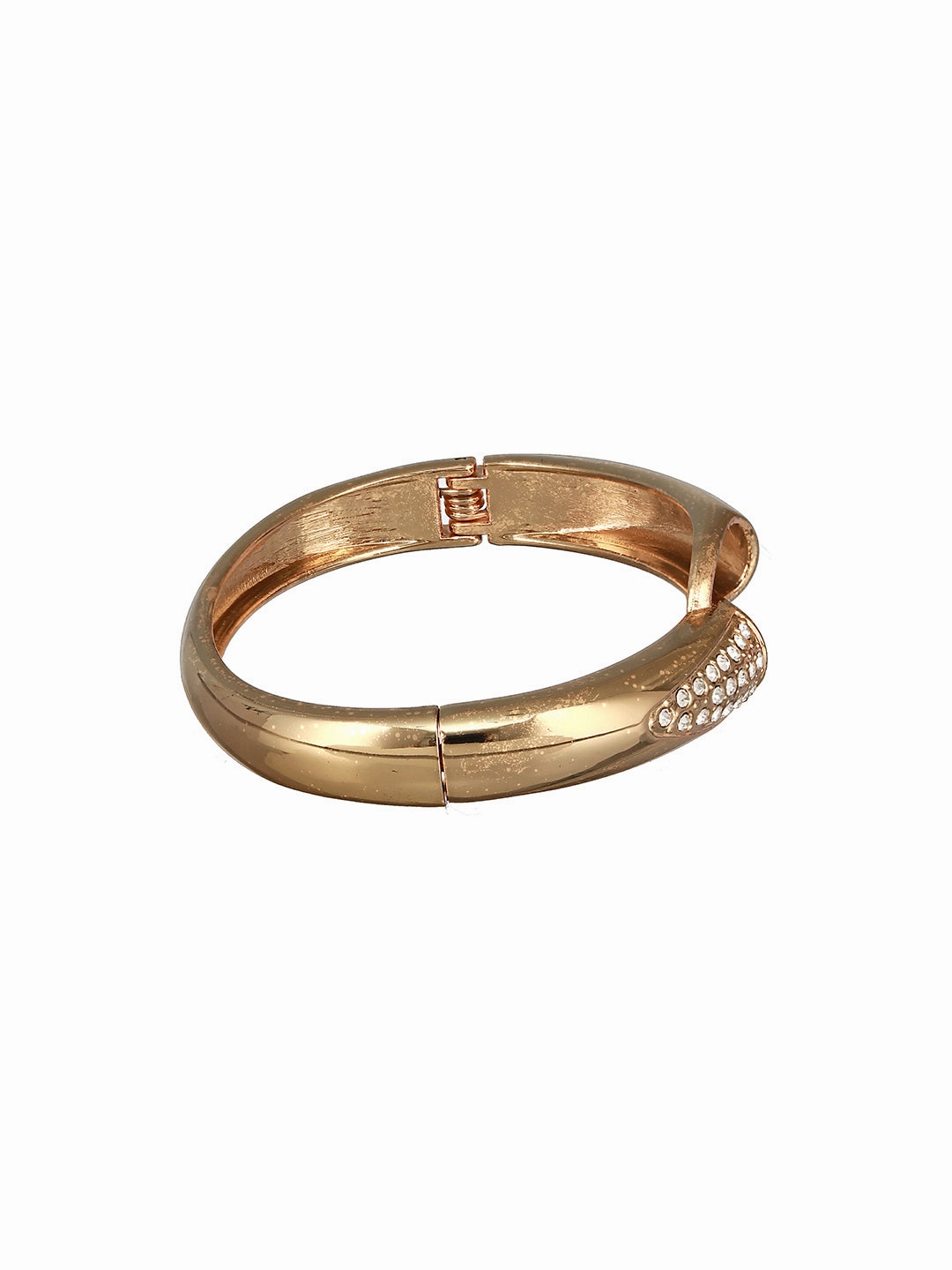 Women Gold-Toned & White Brass Cubic Zirconia Gold-Plated Bangle-Style Bracelet