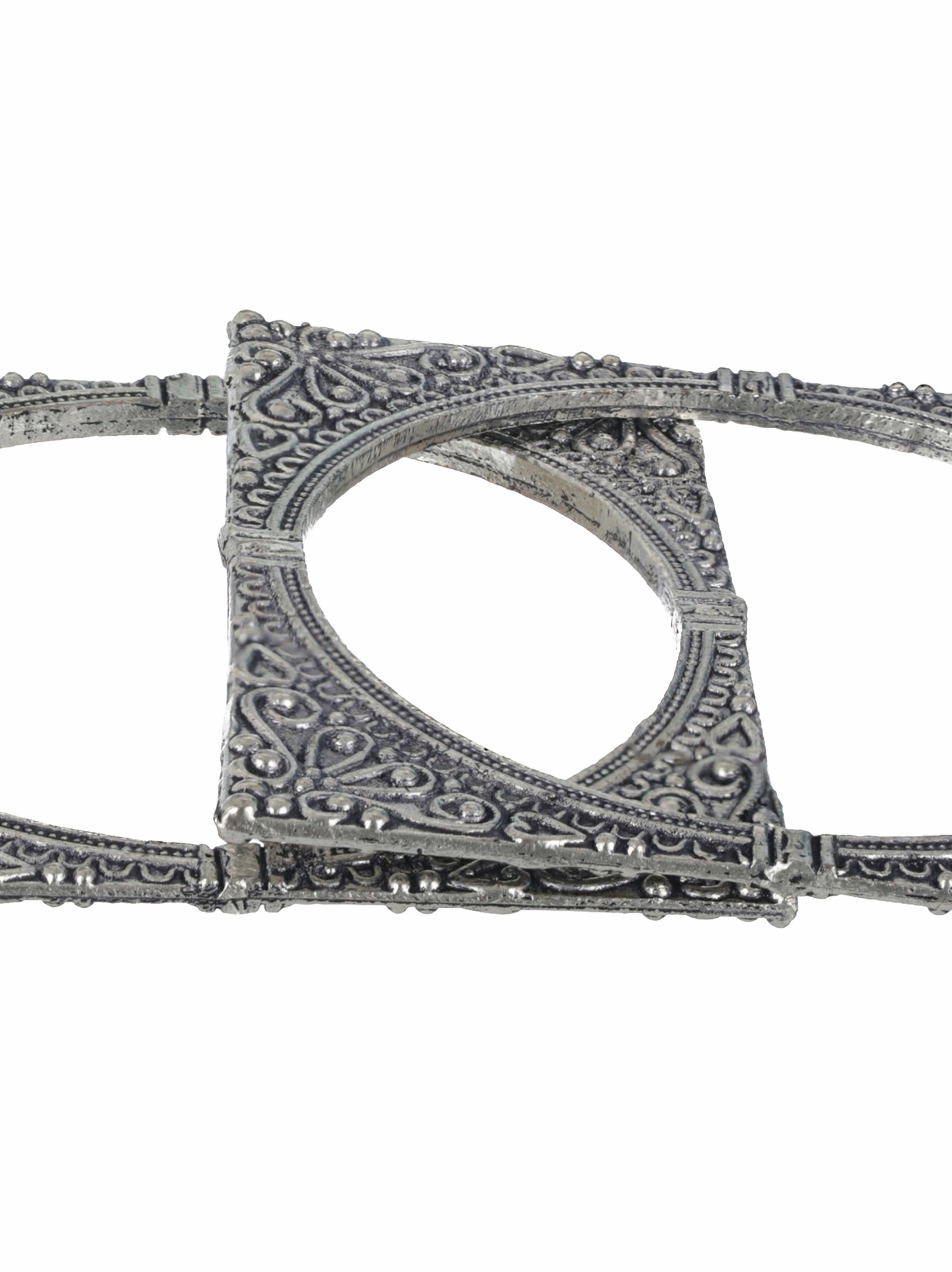 Women Set Of 2 Silver-Plated Oxidised Bangles