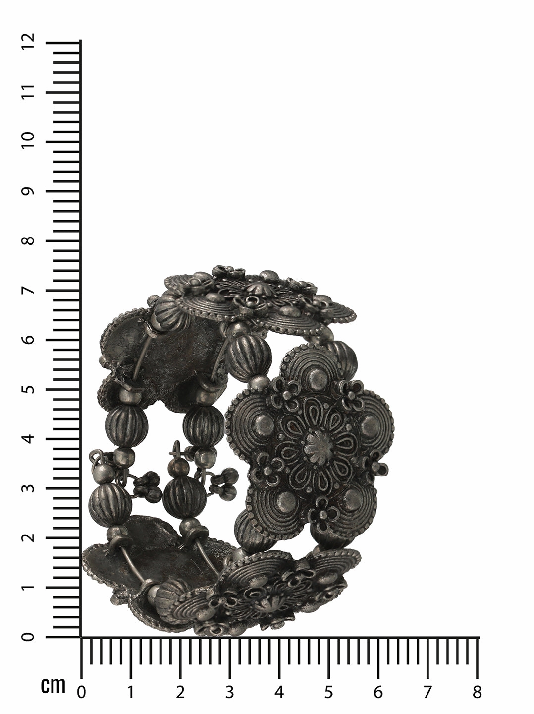 Women Silver-Toned Oxidised Bangle-Style Bracelet
