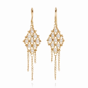 Woven Lattice Pearl Earrings