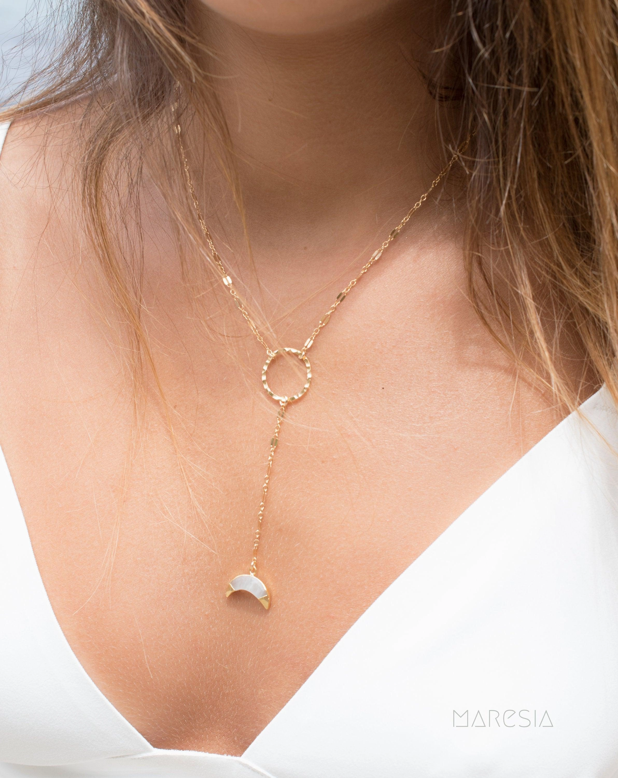 Y necklace Moonstone ~ Gold Filled ~ MN018