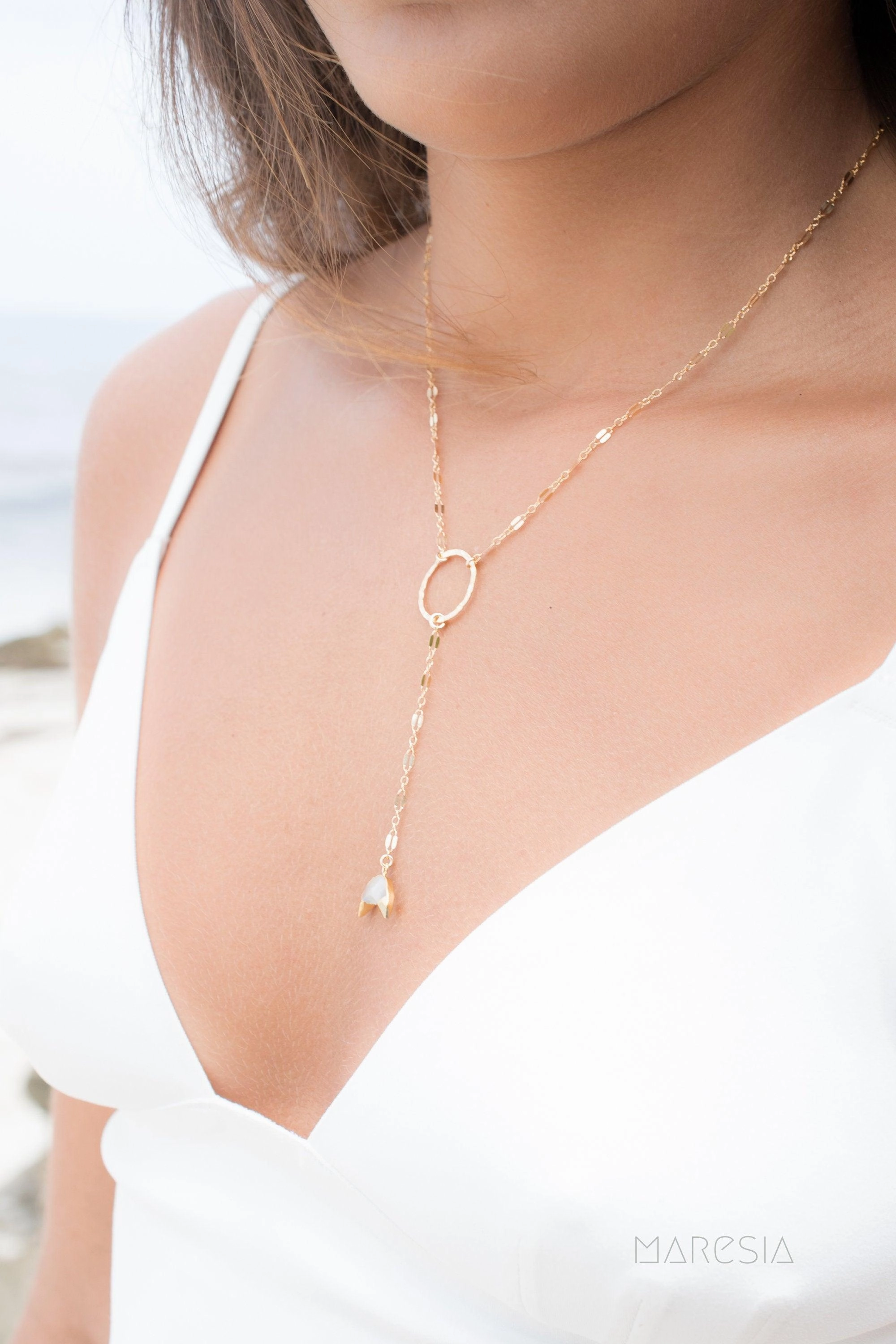 Y necklace Moonstone ~ Gold Filled ~ MN018