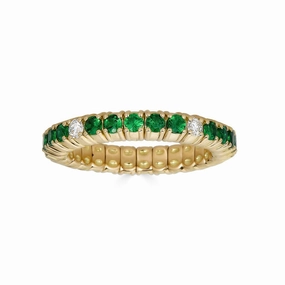 Yellow Gold Stretch Eternity Ring with Tsavorite Garnets