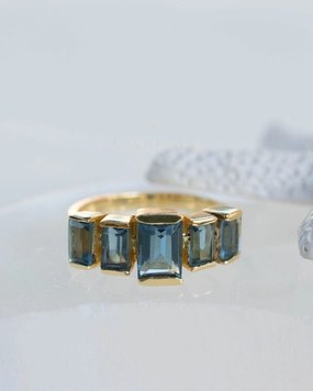 Zaya Ring ~ Iolite Hydro ~ 18k Gold Plated ~ MR338
